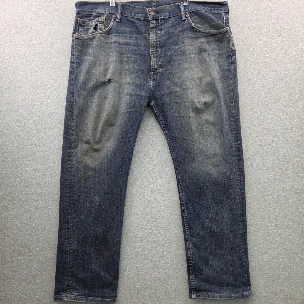 LEVI'S Workwear DISTRESSED WHISKERING Jeans Mens 42x29 FIT 44x29 Dark Wash